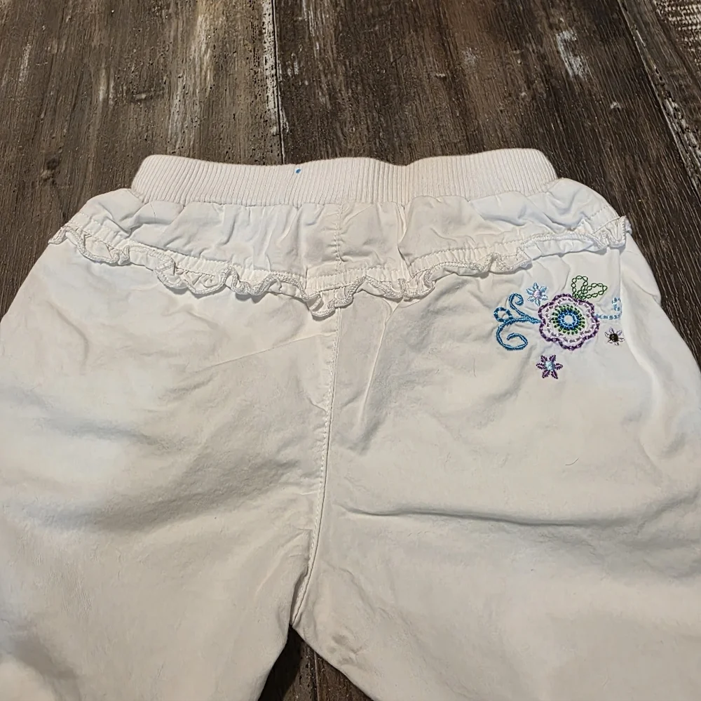 White Embroidered Baby Pants
